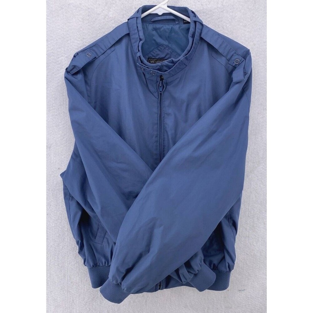 Members Only Jacket Mens 42 Large 4 Blue Bomber Full Zip Outdoors Vintage - Picture 10 of 11